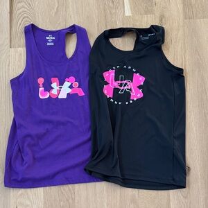 Under Armour Kids' Vibrant Purple and Classic Black Tank Tops